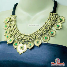 Load image into Gallery viewer, Vintage Multilayers Green Stones Coins Choker Necklace
