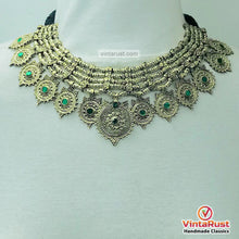 Load image into Gallery viewer, Vintage Multilayers Green Stones Coins Choker Necklace
