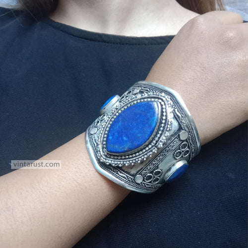 Tribal Adjustable Lapis Lazuli Stone Bracelet