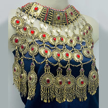 Load image into Gallery viewer, Vintage Oversized Necklace With Red Glass Stones

