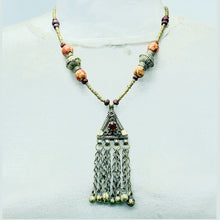 Load image into Gallery viewer, Vintage Kuchi Pendant Necklace With Beaded Chain

