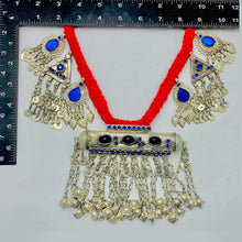 Load image into Gallery viewer, Vintage Red Necklace With Dangling Silver Motifs
