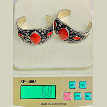 Load image into Gallery viewer, Vintage Red Stone Coral Cuff Bracelet
