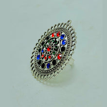 Load image into Gallery viewer, Vintage Silver Color Big Multicolor Stone Ring
