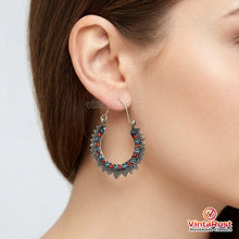 Load image into Gallery viewer, Handmade Vintage Silver Hoop Boho Earrings
