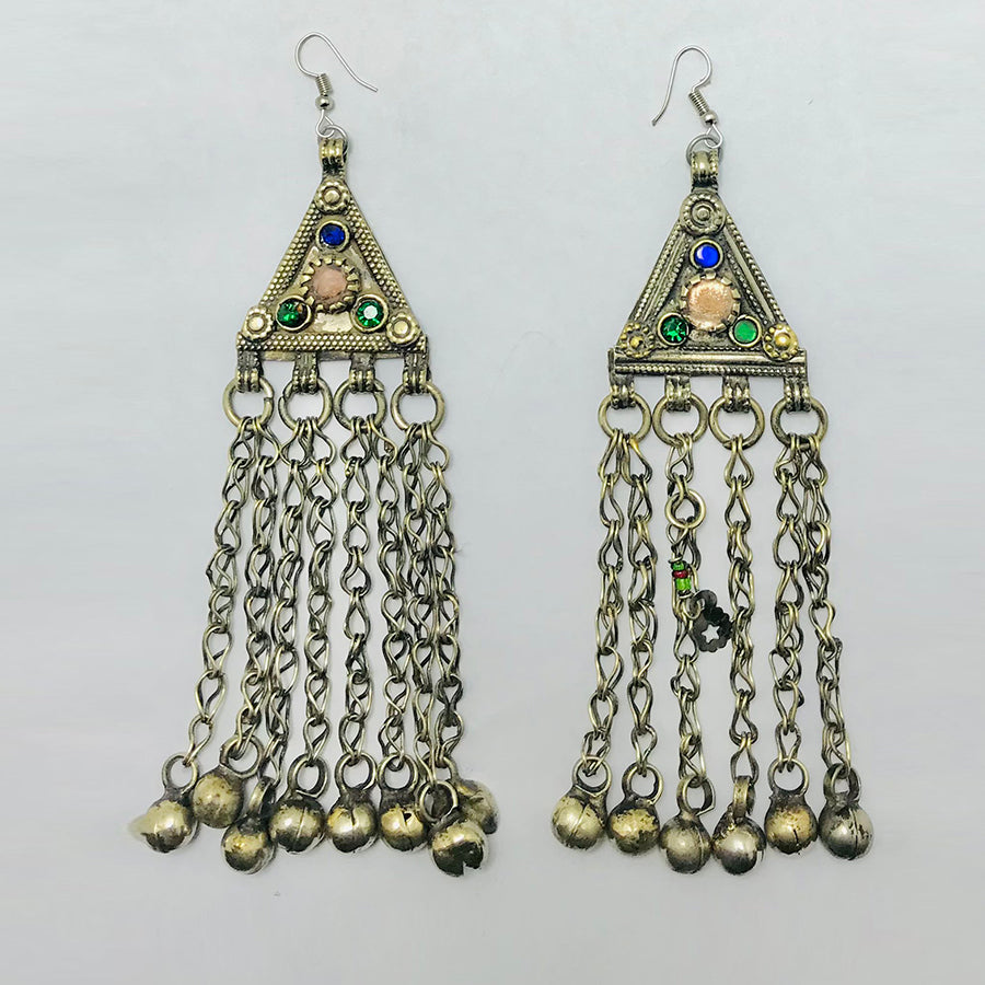 Vintage Silver Long Bells Earrings