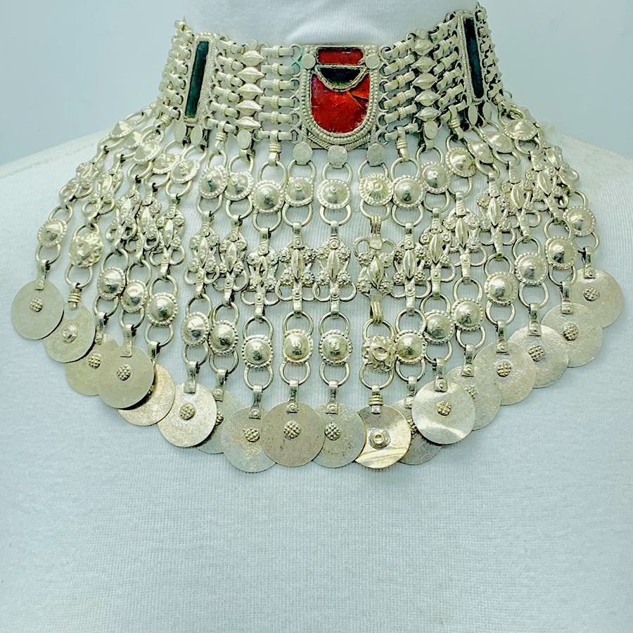 Vintage Silver Long Dangling Tassels Necklace
