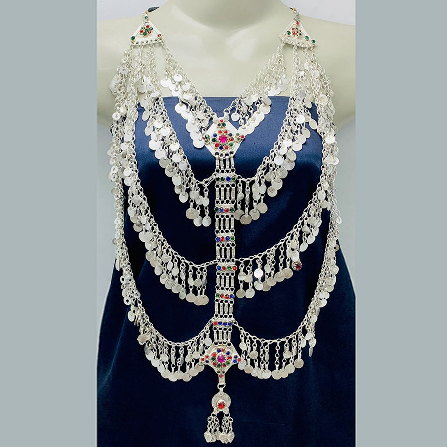 Vintage Silver Multilayers Massive Bib Necklace