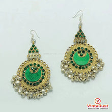 Load image into Gallery viewer, Vintage Style Green Afghan Kuchi Tribal Earrings
