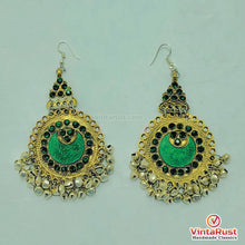Load image into Gallery viewer, Vintage Style Green Afghan Kuchi Tribal Earrings
