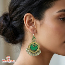 Load image into Gallery viewer, Vintage Style Green Afghan Kuchi Tribal Earrings

