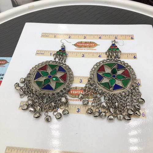 Vintage Style Silver Tribal Earrings