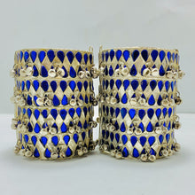 Load image into Gallery viewer, Vintage Tribal Blue Stone Silver Cuff Bracelet
