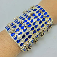 Load image into Gallery viewer, Vintage Tribal Blue Stone Silver Cuff Bracelet
