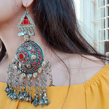 Load image into Gallery viewer, Tribal Oversized Glass Stones Earrings
