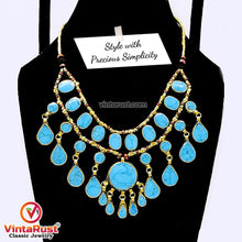 Load image into Gallery viewer, Vintage Tribal Turquoise Stone Bib Necklace
