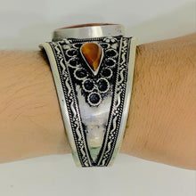Load image into Gallery viewer, Vintage Turkmen Carnelian Stone Cuff Bracelet
