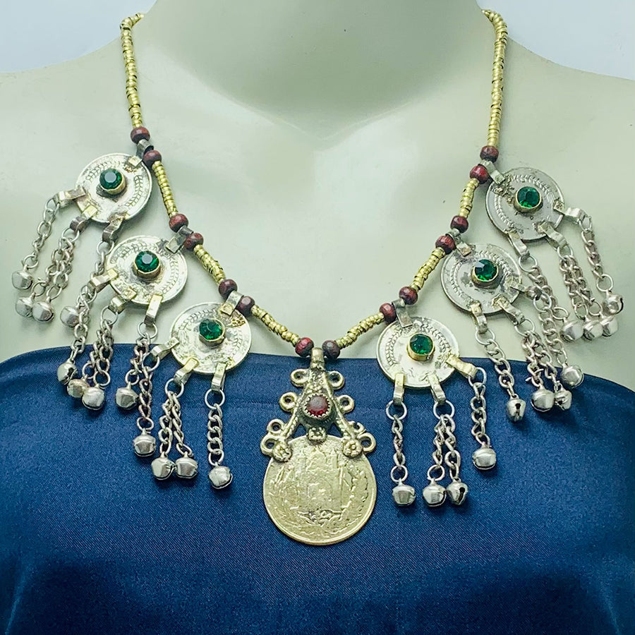 Vintage Turkmen Coin Pendant Necklace
