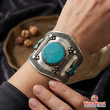 Load image into Gallery viewer, Vintage Kuchi Turquoise Stone Cuff Bracelet
