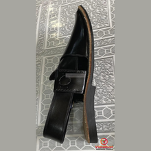 Load image into Gallery viewer, Black Shinny Leather Peshawari Chappal

