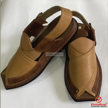 Load image into Gallery viewer, Handcrafted Two-Tone Peshawari Chappal
