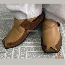 Load image into Gallery viewer, Handcrafted Two-Tone Peshawari Chappal
