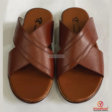 Load image into Gallery viewer, Handmade Brown Leather Cross-Strap Sandals
