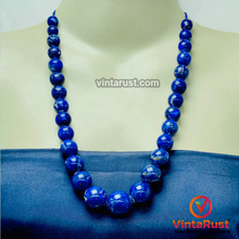 Load image into Gallery viewer, Vintage Lapis Lazuli Blue Bead Necklace
