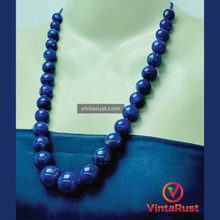 Load image into Gallery viewer, Vintage Lapis Lazuli Blue Bead Necklace
