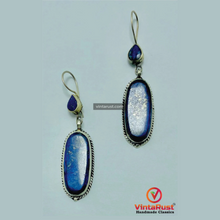 Load image into Gallery viewer, Lapis Lazuli Long Dangle Statement Earrings
