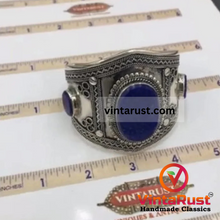 Load image into Gallery viewer, Tribal Lapis Lazuli Stone Cuff Bracelet
