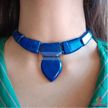 Load image into Gallery viewer, Antique Lapis Lazuli Stone Choker Necklace
