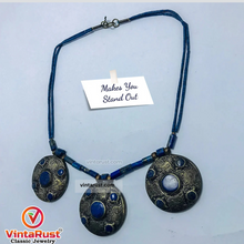 Load image into Gallery viewer, Lapis Lazuli Stone Beaded Necklace With Three Motifs
