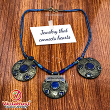 Load image into Gallery viewer, Lapis Lazuli Stone Beaded Necklace With Three Motifs
