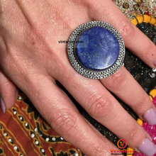 Load image into Gallery viewer, Round Blue Lapis Lazuli Stone Ring
