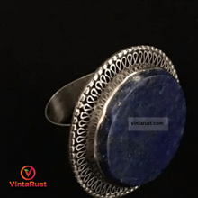 Load image into Gallery viewer, Round Blue Lapis Lazuli Stone Ring
