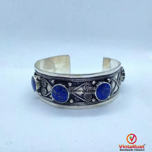 Load image into Gallery viewer, Handmade Blue Lapis Stones Bracelet, Statement Boho Cuff
