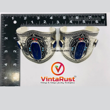 Load image into Gallery viewer, Blue Lapis Stone Cuff Bracelet With Beads
