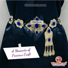 Load image into Gallery viewer, Turkman Belly Chain Inlaid With Lapis Stones
