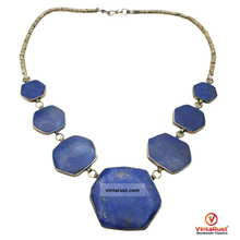Load image into Gallery viewer, Lapis Tribal Stone Bib Chain Necklace
