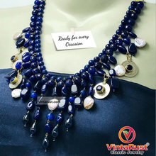 Load image into Gallery viewer, Handcrafted Lapis Choker Mala With Vintage Coins
