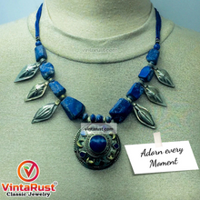 Load image into Gallery viewer, Tribal Lapis Stone Beaded Vintage Necklace
