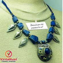 Load image into Gallery viewer, Tribal Lapis Stone Beaded Vintage Necklace
