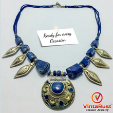 Load image into Gallery viewer, Tribal Lapis Stone Beaded Vintage Necklace
