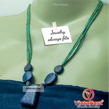 Load image into Gallery viewer, Lapis Stone Necklace With Turquoise Beaded Layered Chain
