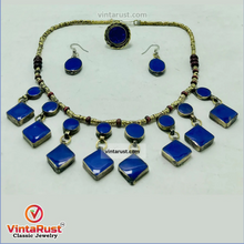 Load image into Gallery viewer, Tribal Dangling Lapis Stone Jewelry Set
