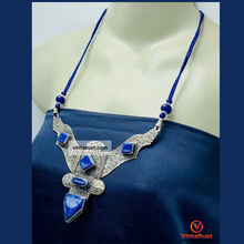 Load image into Gallery viewer, Lapis Lazui Nepalese Triangular Pendant Necklace
