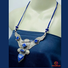 Load image into Gallery viewer, Lapis Lazui Nepalese Triangular Pendant Necklace
