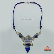 Load image into Gallery viewer, Lapis Lazui Nepalese Triangular Pendant Necklace
