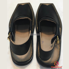 Load image into Gallery viewer, Handmade Men&#39;s Black Peshawari Chappal
